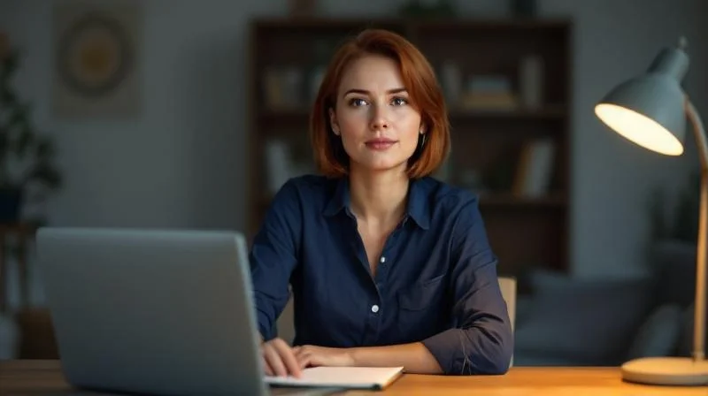 Person mit Headset beim Online-Unterricht am Schreibtisch in Kronach