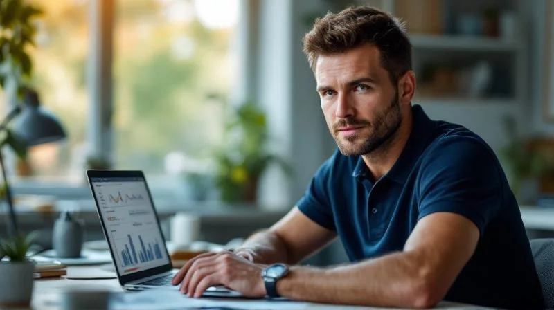 Mann am Laptop plant seinen Karriereschritt in Kronach